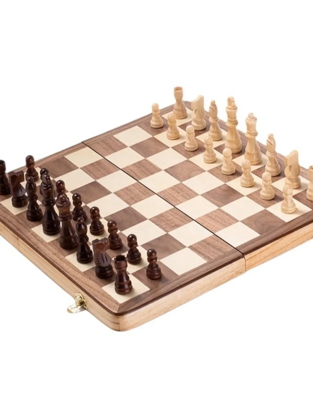 CHESS ARMORY 15” Foldable Wooden Chess Set in Light Dark Brown - Picture 1 of 7